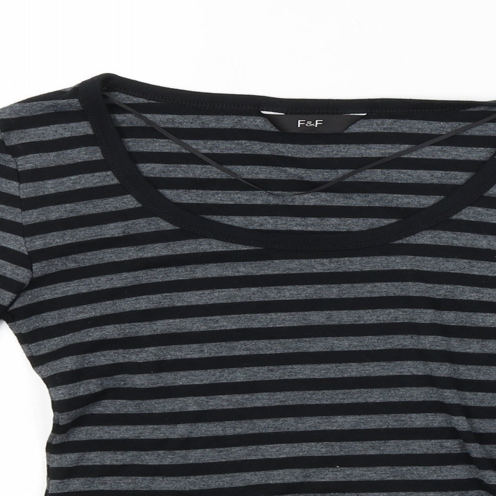 F&F Womens Multicoloured Striped  Basic T-Shirt Size 8
