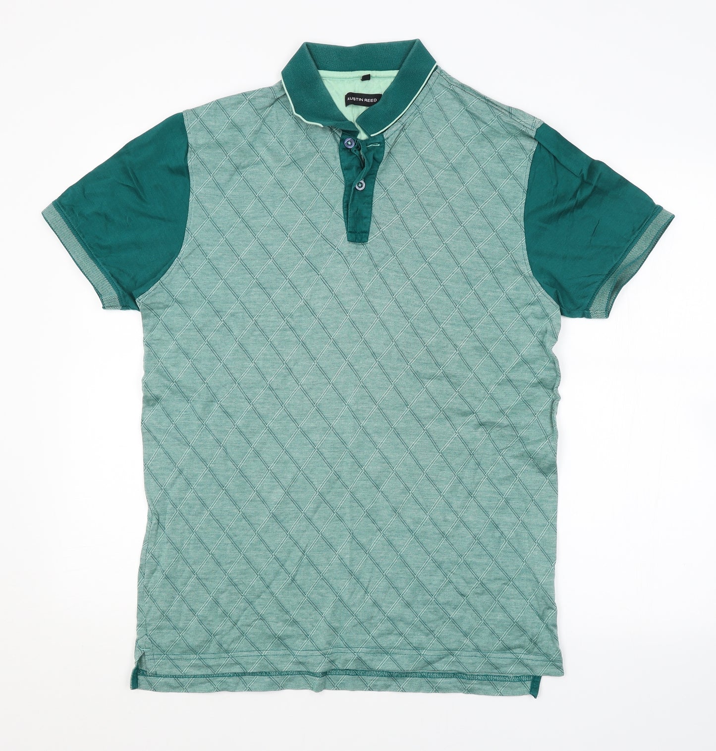 Austin Reed Mens Green Argyle/Diamond   Polo Size L