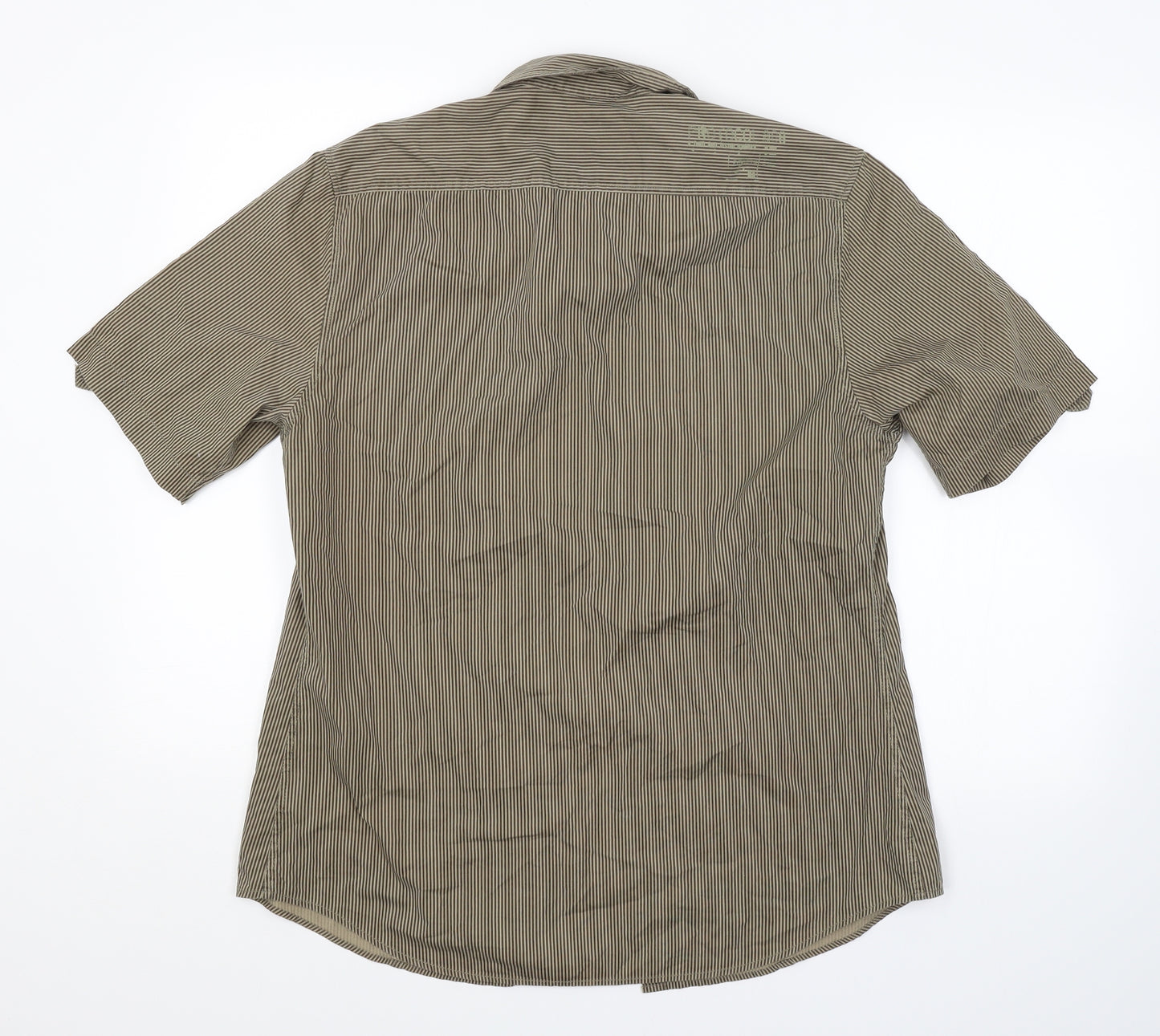 Preworn Mens Green Striped   Button-Up Size M