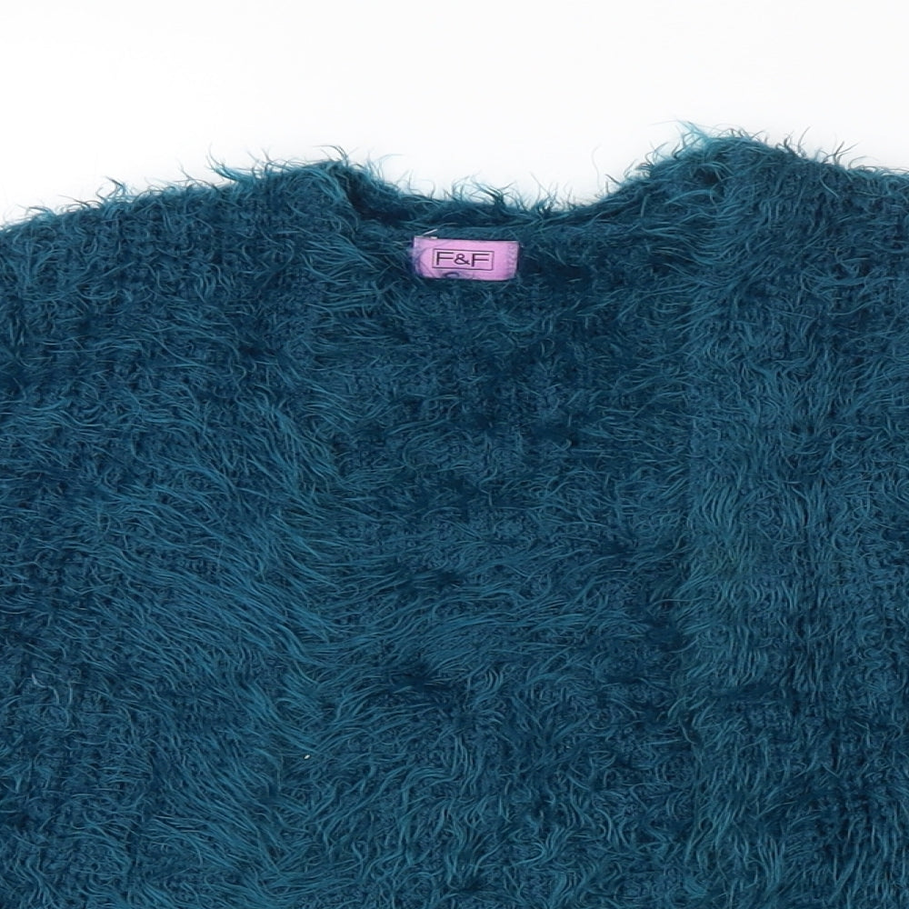 F&F Girls Blue   Cardigan Jumper Size 7-8 Years