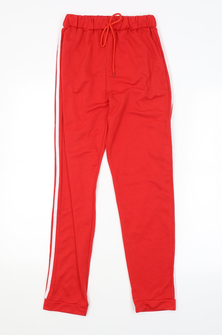 Preworn Womens Red Striped Track Pants Trousers Size S L27 in