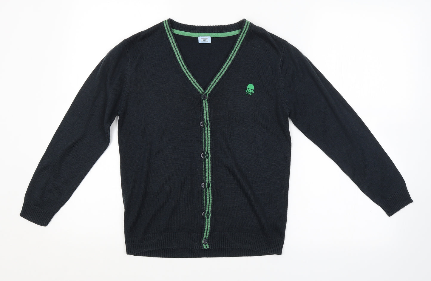 F&F Boys Green   Cardigan Jumper Size 9-10 Years