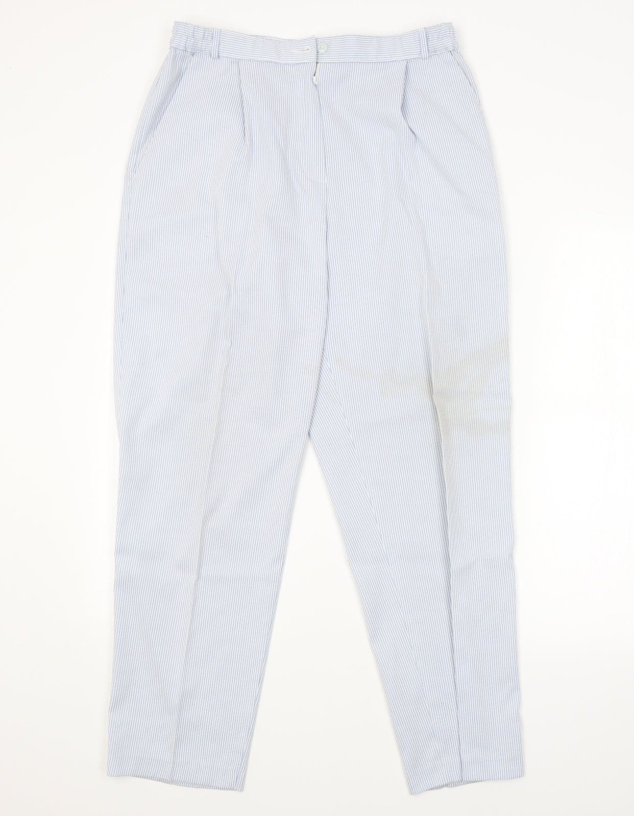M&S Womens Blue Striped  Trousers  Size 14 L28 in