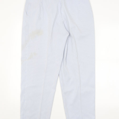 M&S Womens Blue Striped  Trousers  Size 14 L28 in