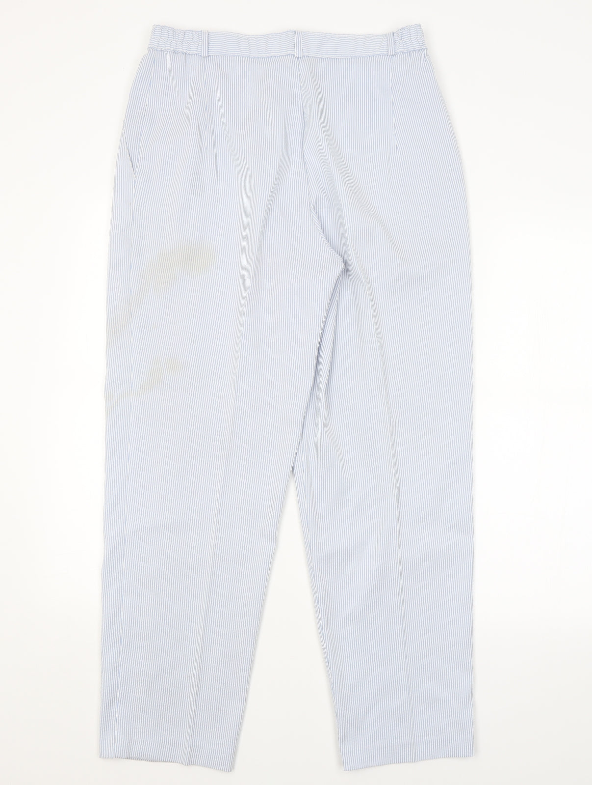 M&S Womens Blue Striped  Trousers  Size 14 L28 in