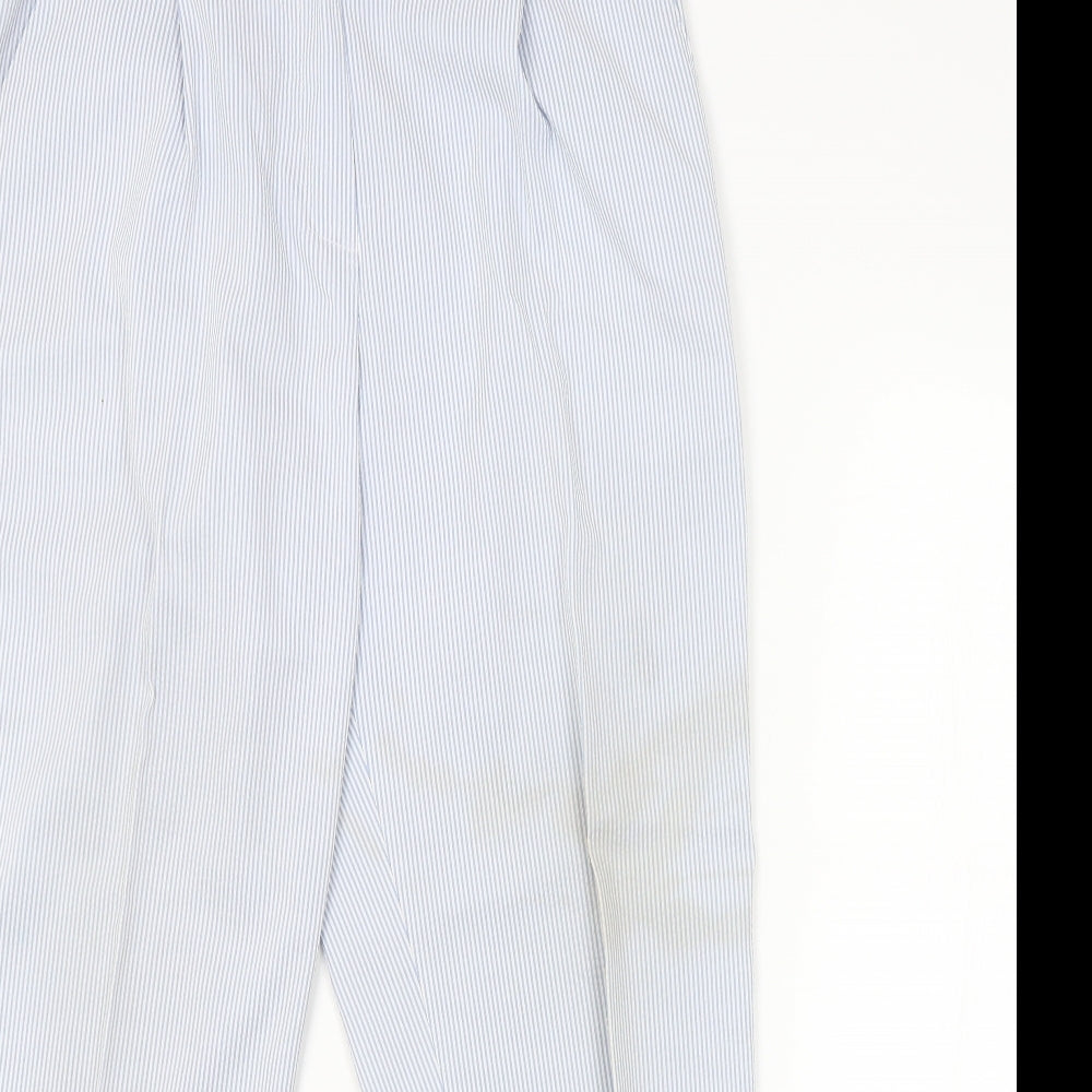 M&S Womens Blue Striped  Trousers  Size 14 L28 in