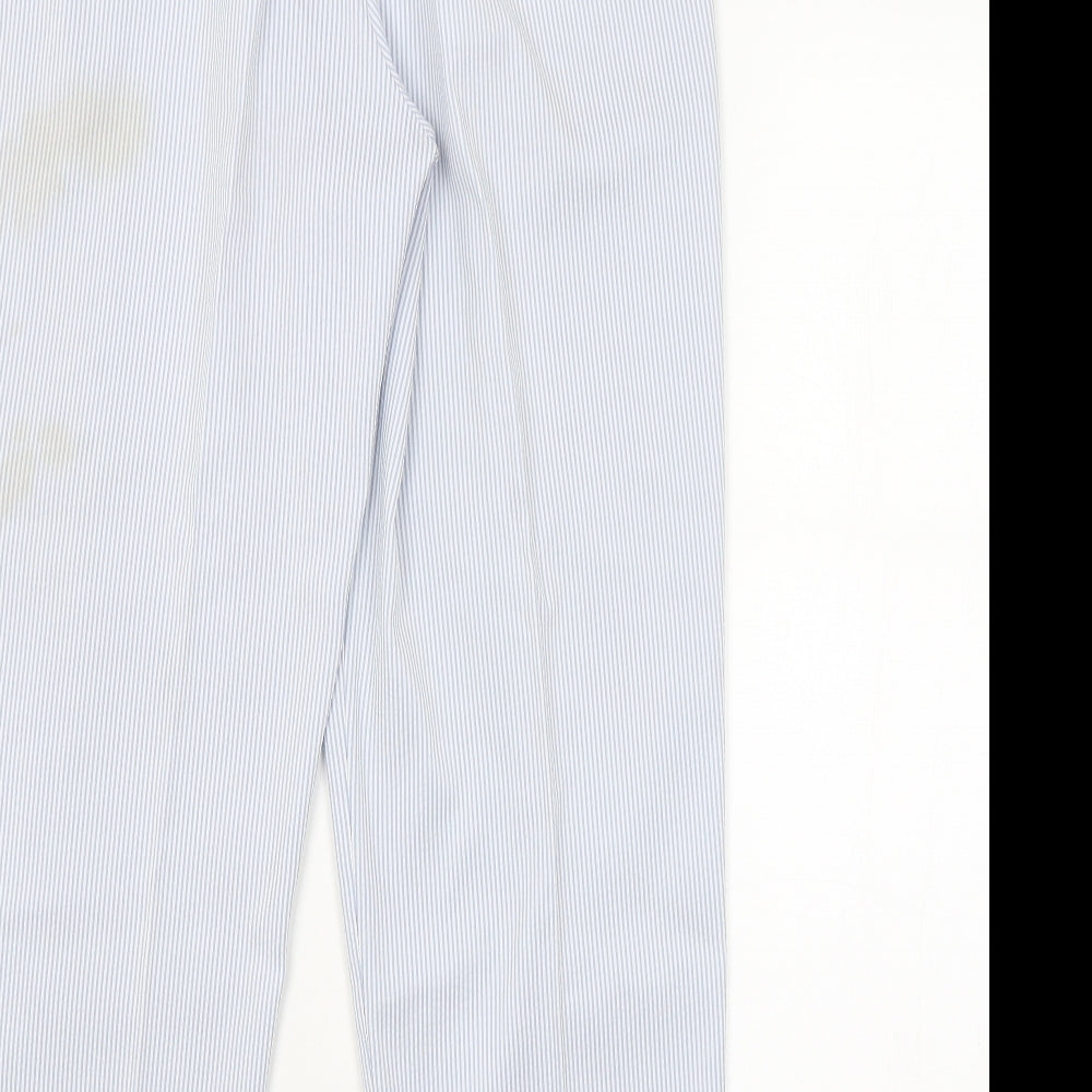 M&S Womens Blue Striped  Trousers  Size 14 L28 in