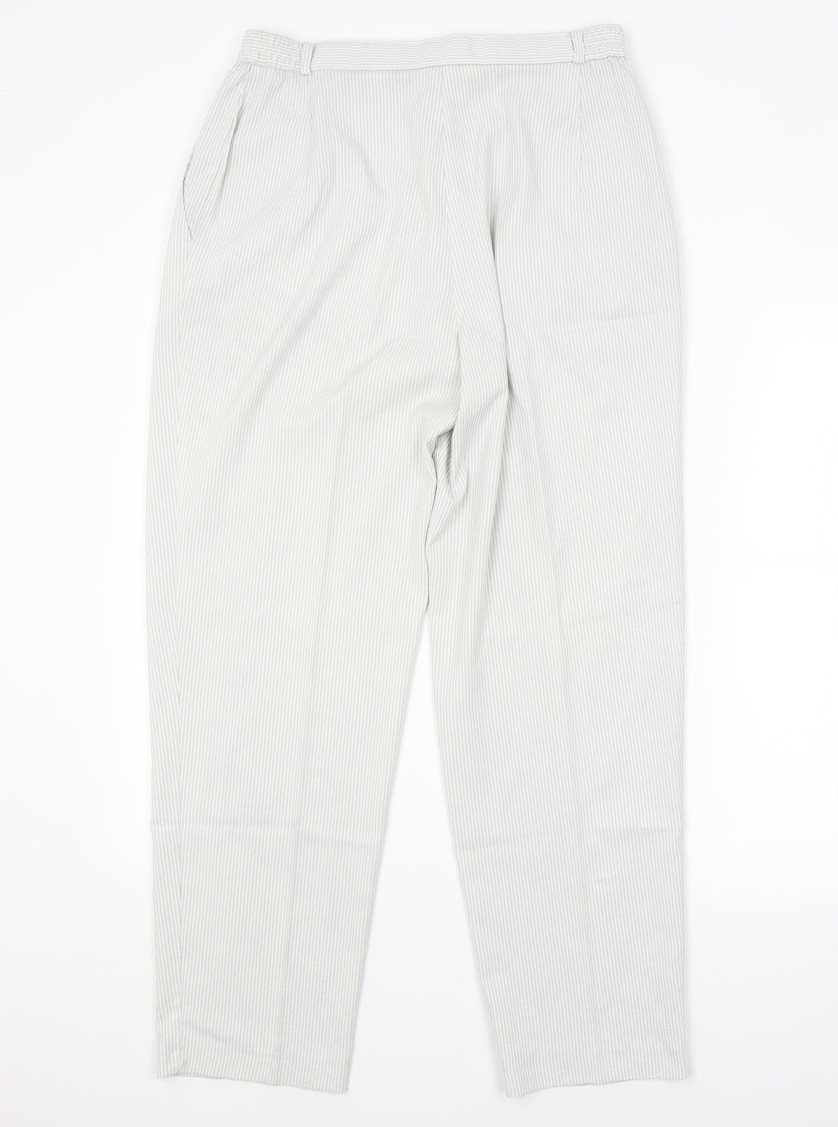 M&S Womens Green Striped  Trousers  Size 14 L27 in