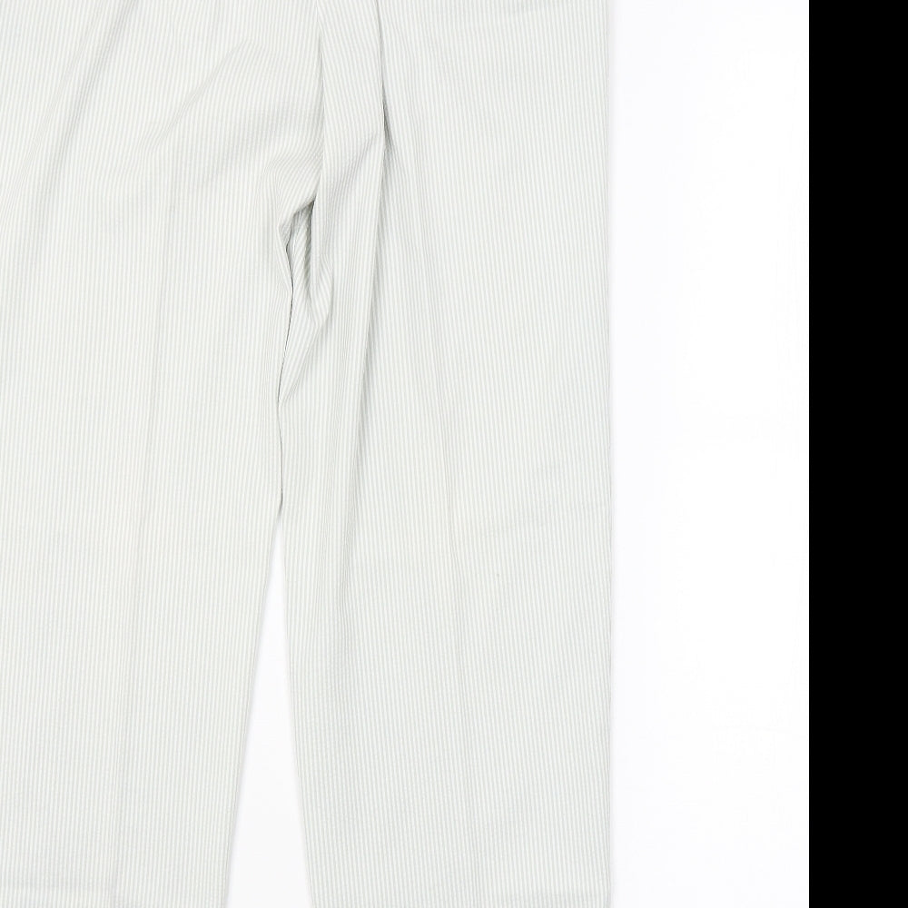 M&S Womens Green Striped  Trousers  Size 14 L27 in