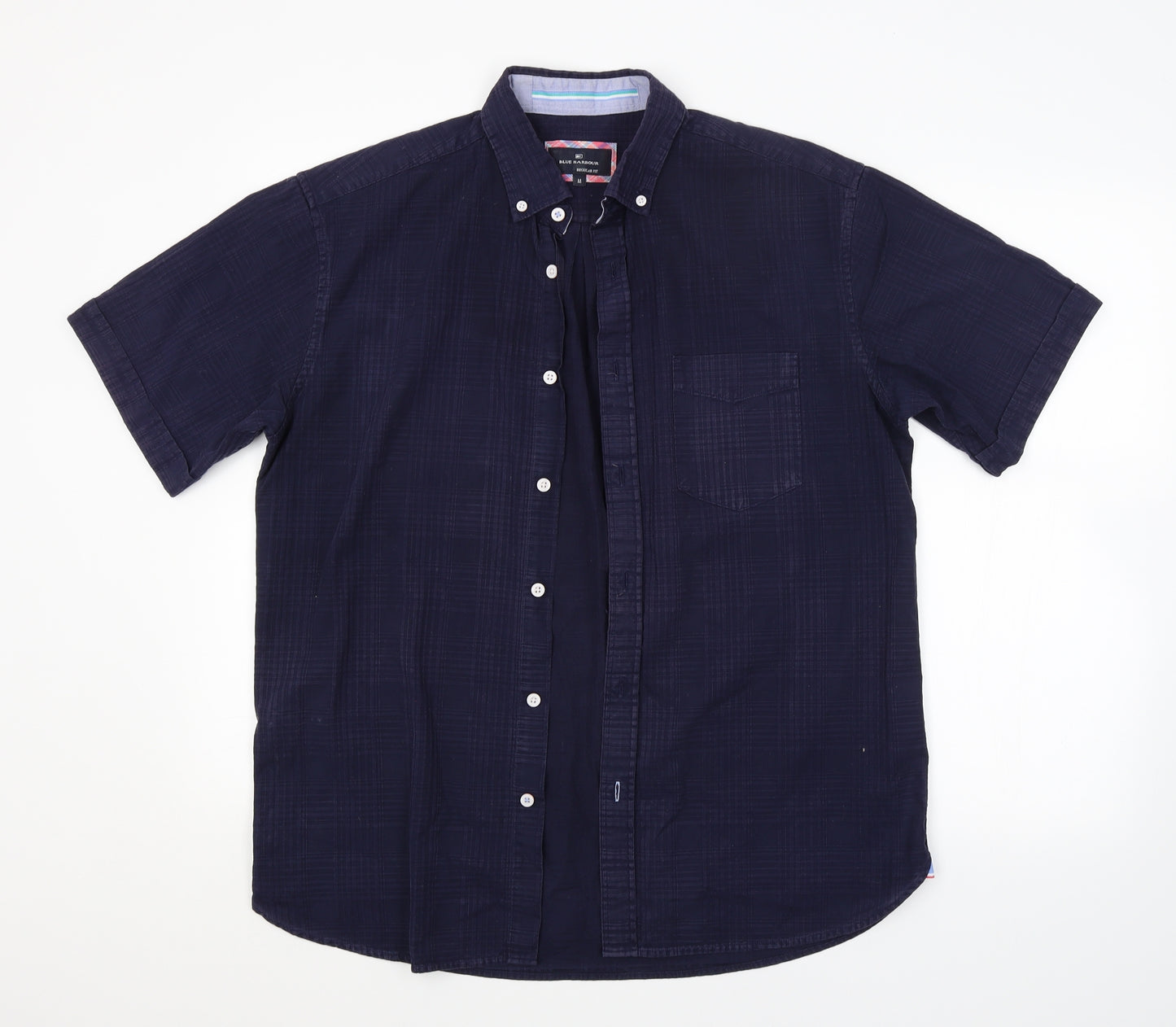 Blue Harbour Mens Blue Check   Button-Up Size M