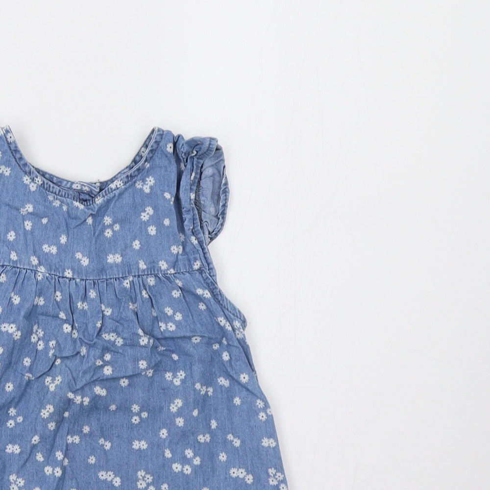 Little Kids Girls Blue Floral  A-Line  Size 3-4 Years