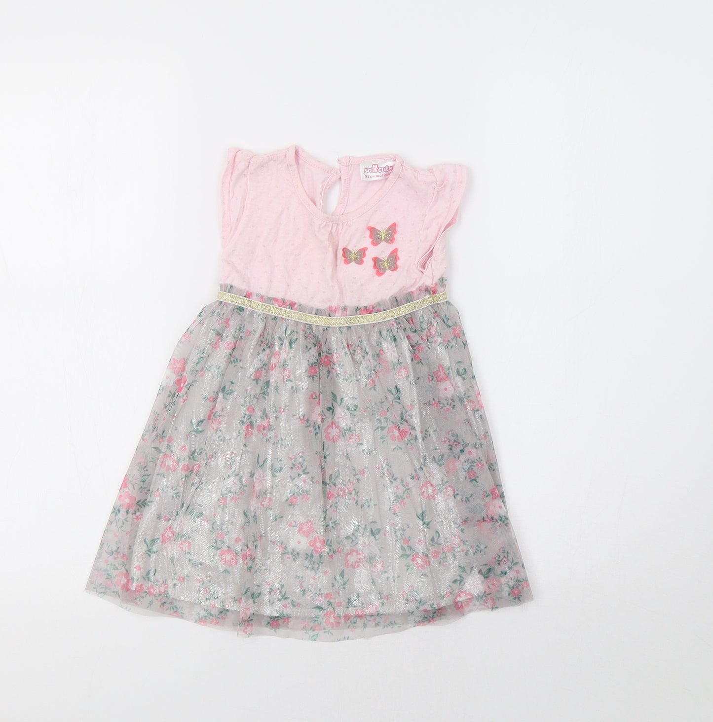So Cute Baby Pink Floral  Fit & Flare  Size 18-24 Months