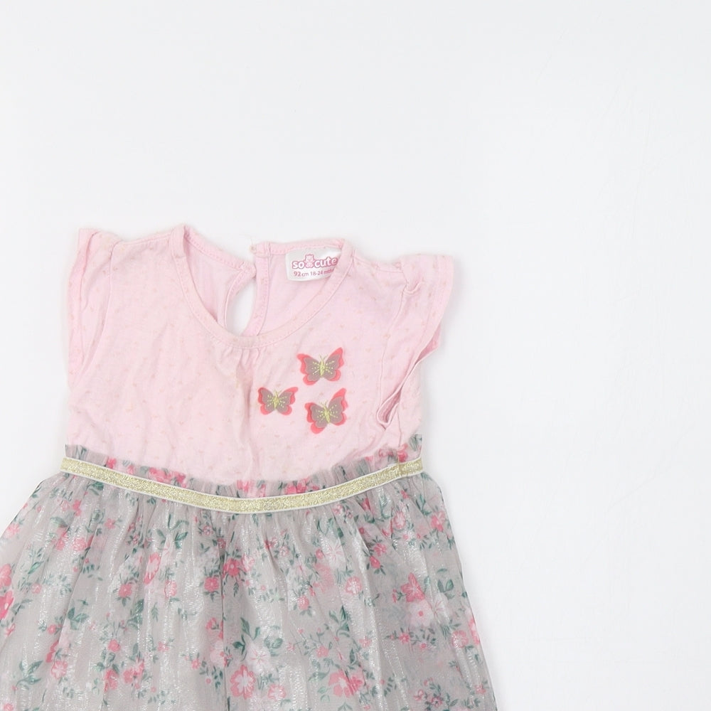 So Cute Baby Pink Floral  Fit & Flare  Size 18-24 Months