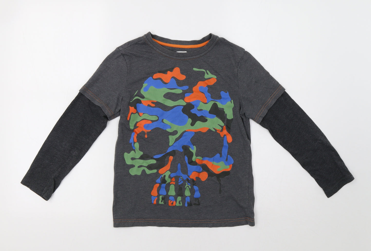 F&F Boys Grey Geometric  Basic T-Shirt Size 9-10 Years