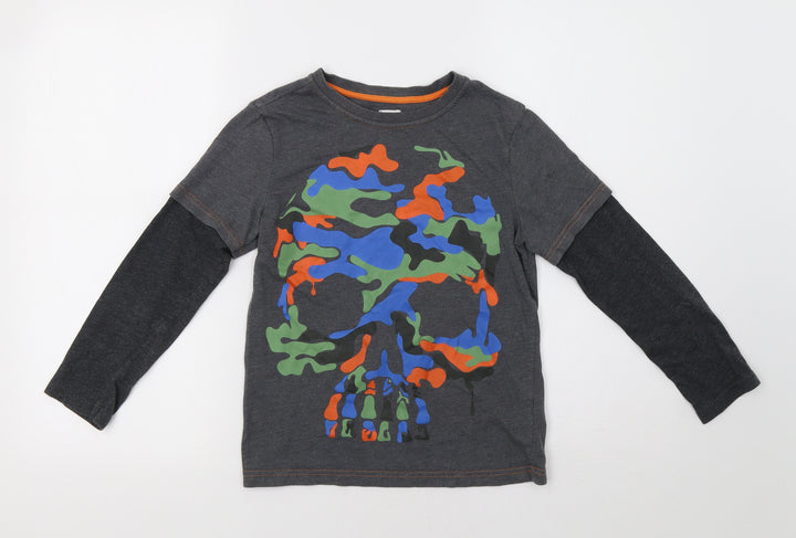 F&F Boys Grey Geometric  Basic T-Shirt Size 9-10 Years