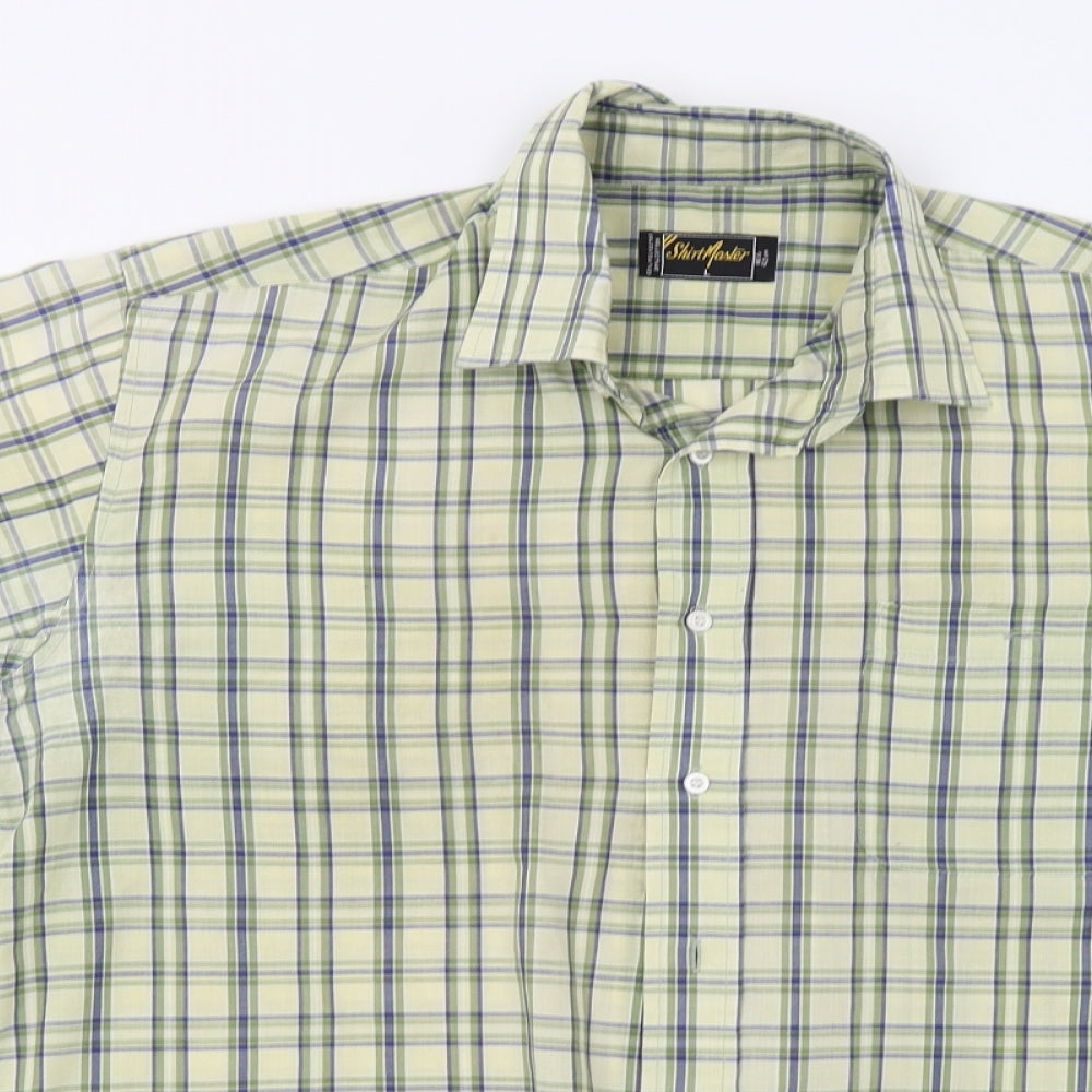 Shirtmaster Mens Green Check   Button-Up Size L