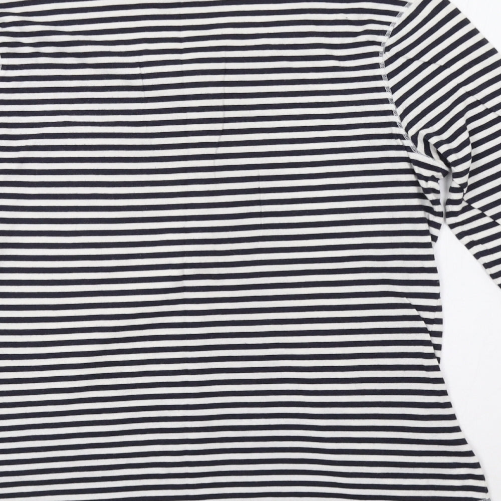 F&F Womens White Striped  Basic T-Shirt Size 10