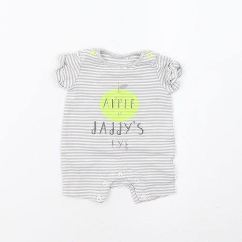 Mothercare Baby Grey Striped  Romper One-Piece Size 0-3 Months  - Apple