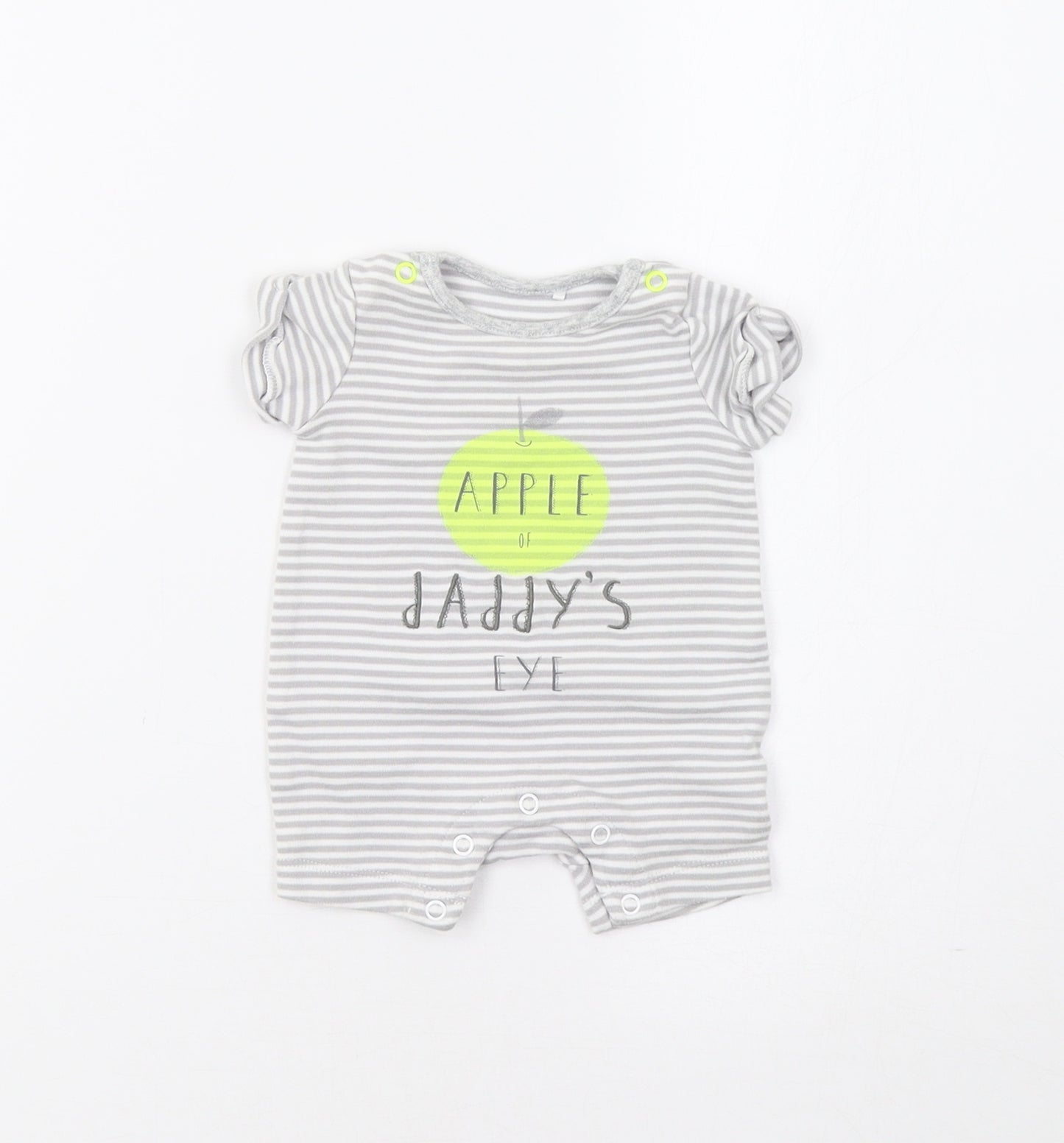 Mothercare Baby Grey Striped  Romper One-Piece Size 0-3 Months  - Apple