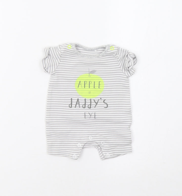 Mothercare Baby Grey Striped  Romper One-Piece Size 0-3 Months  - Apple