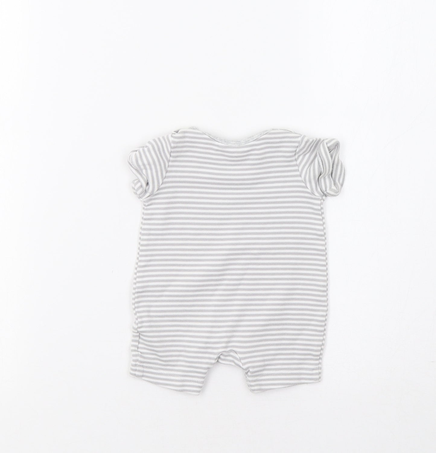Mothercare Baby Grey Striped  Romper One-Piece Size 0-3 Months  - Apple