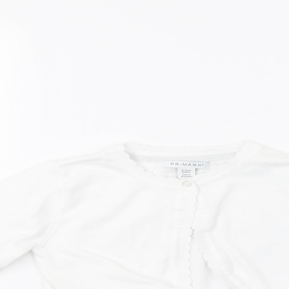 Primark Girls White   Shrug Jumper Size 6-7 Years