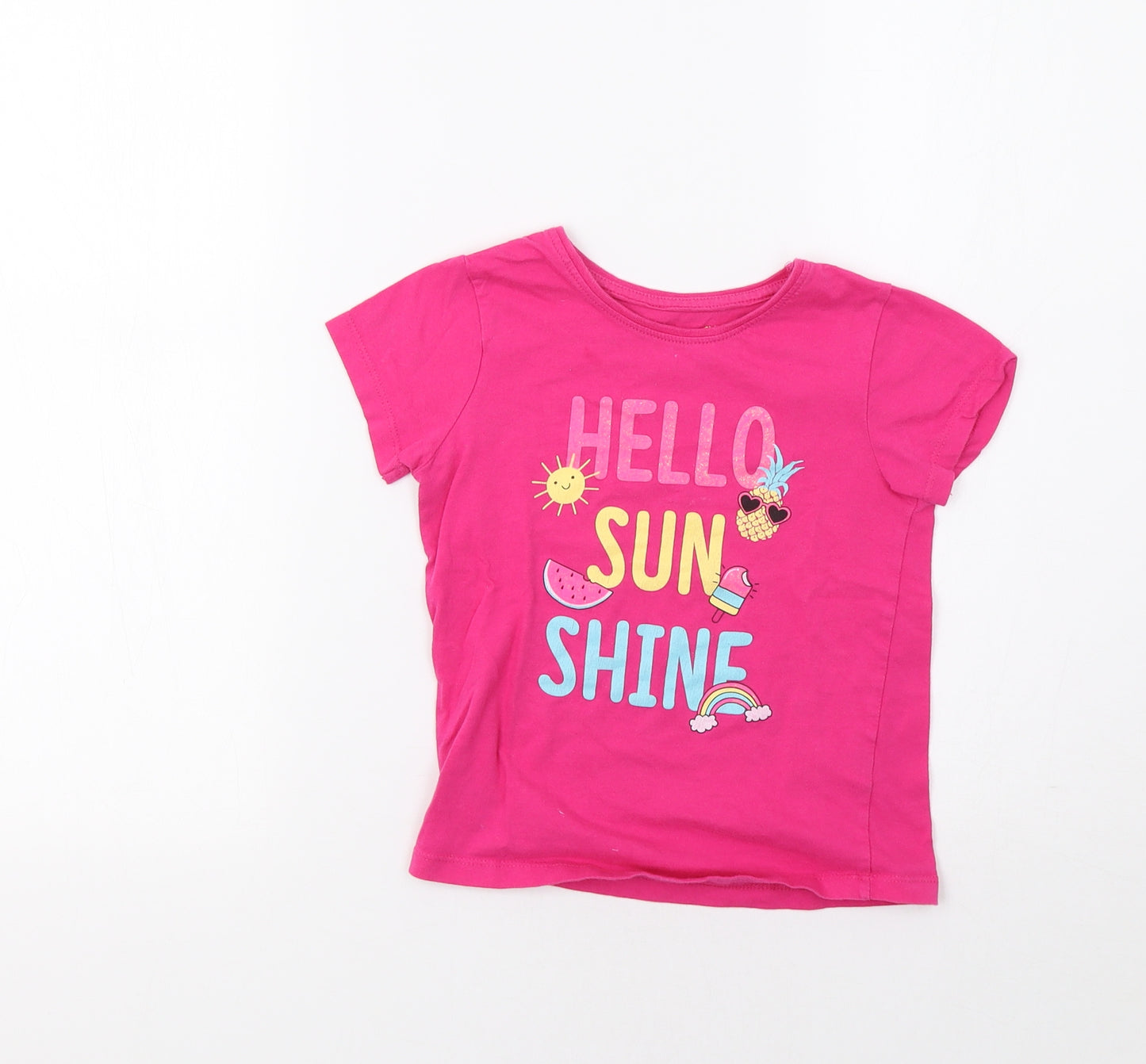 Primark Girls Pink   Pullover Polo Size 6-7 Years  - Sunshine Rainbow