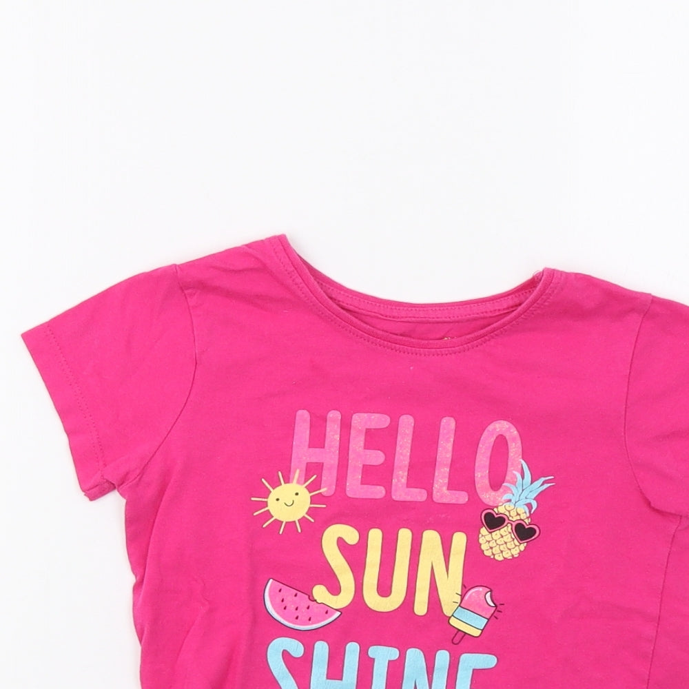 Primark Girls Pink   Pullover Polo Size 6-7 Years  - Sunshine Rainbow