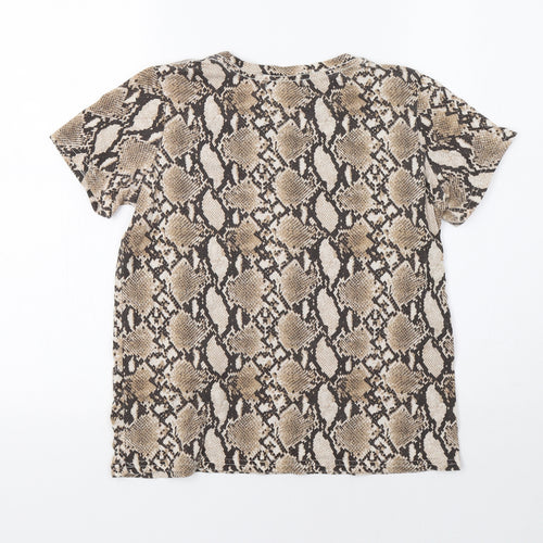 Bershka Womens Beige Animal Print  Basic Blouse Size M