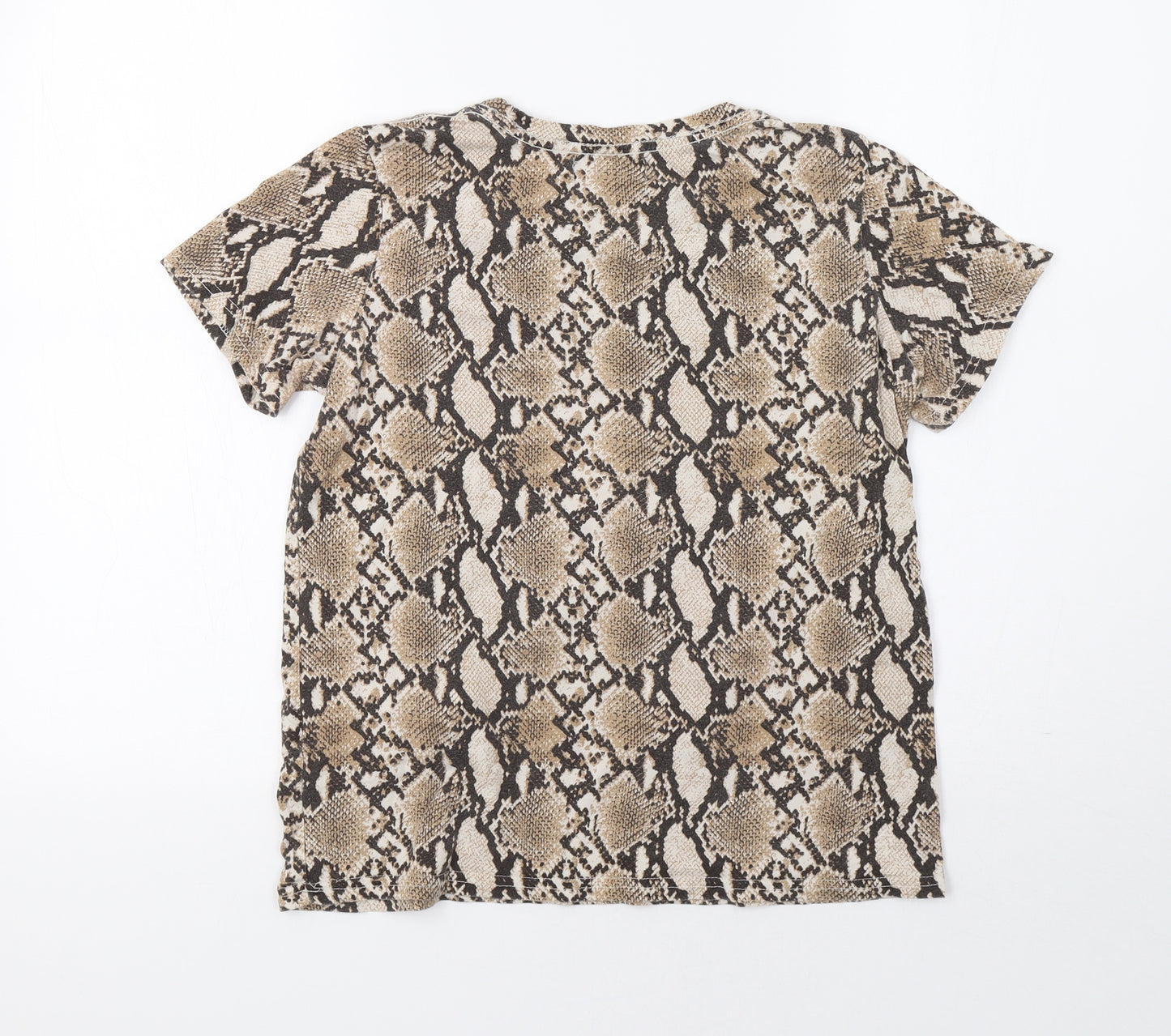 Bershka Womens Beige Animal Print  Basic Blouse Size M
