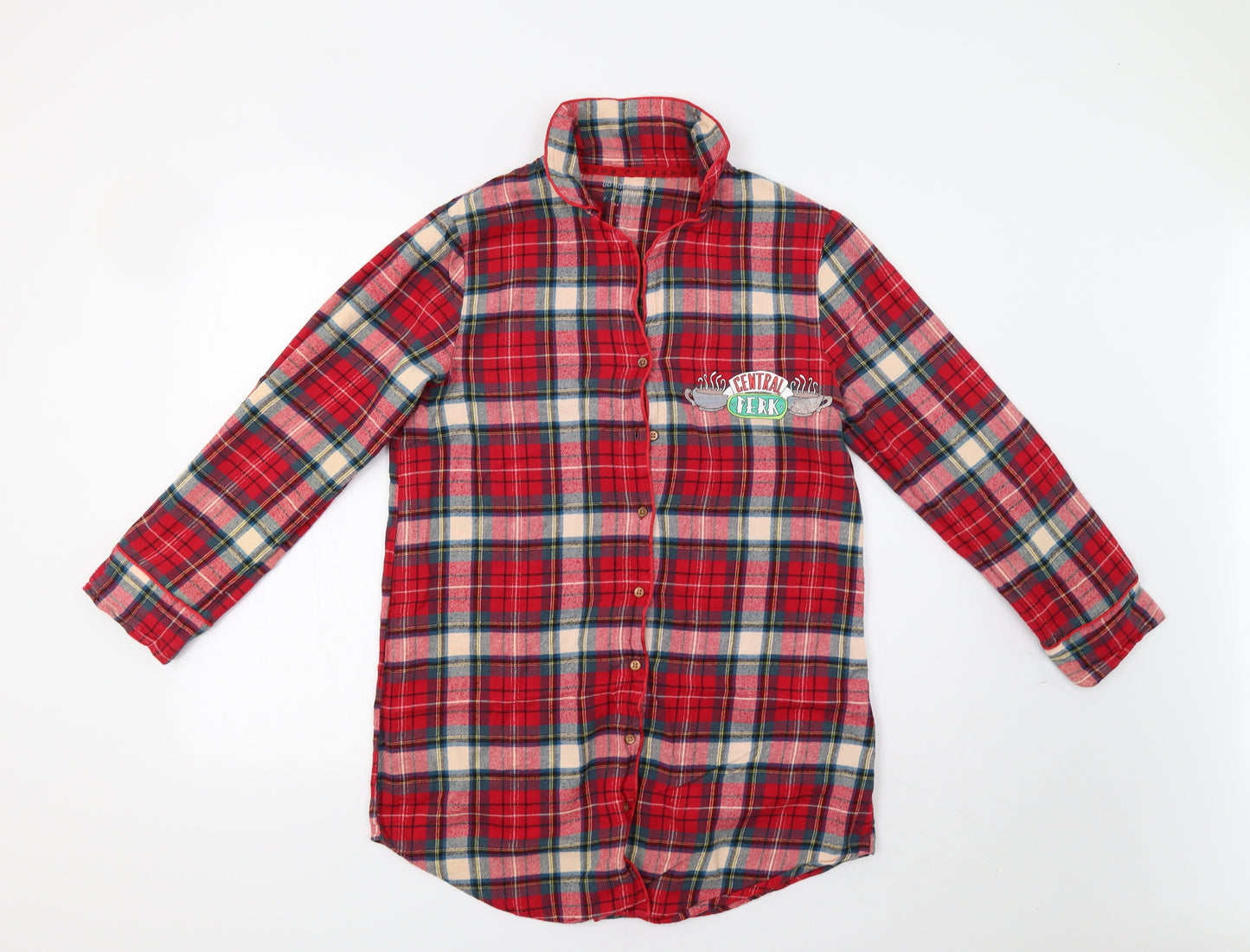 Primark Womens Red Check  Kaftan Nightshirt Size S  - Friends Central Perk