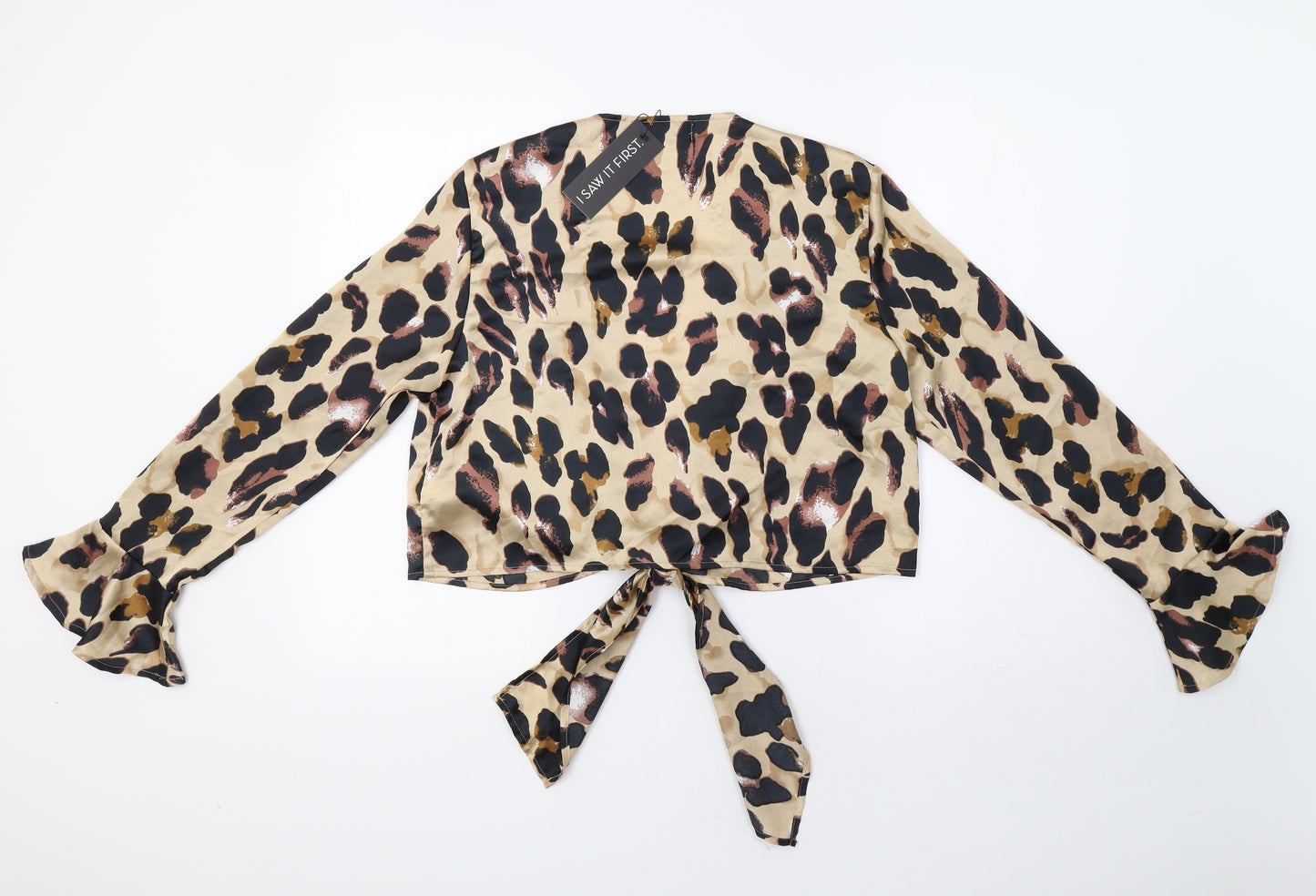 I SAW IT FIRST Womens Brown Animal Print  Kimono Blouse Size 14