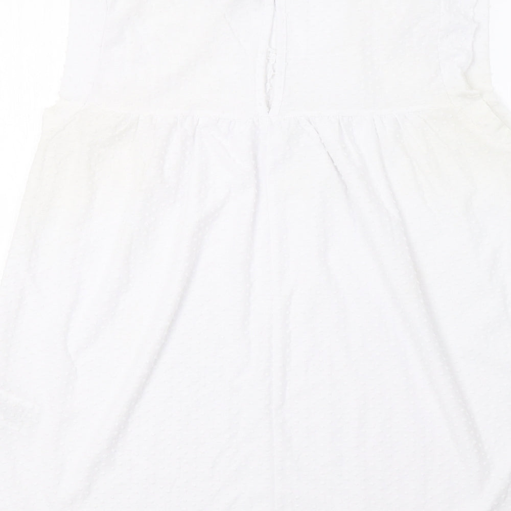 Zac & Rachel Womens White Polka Dot  Tunic Blouse Size M