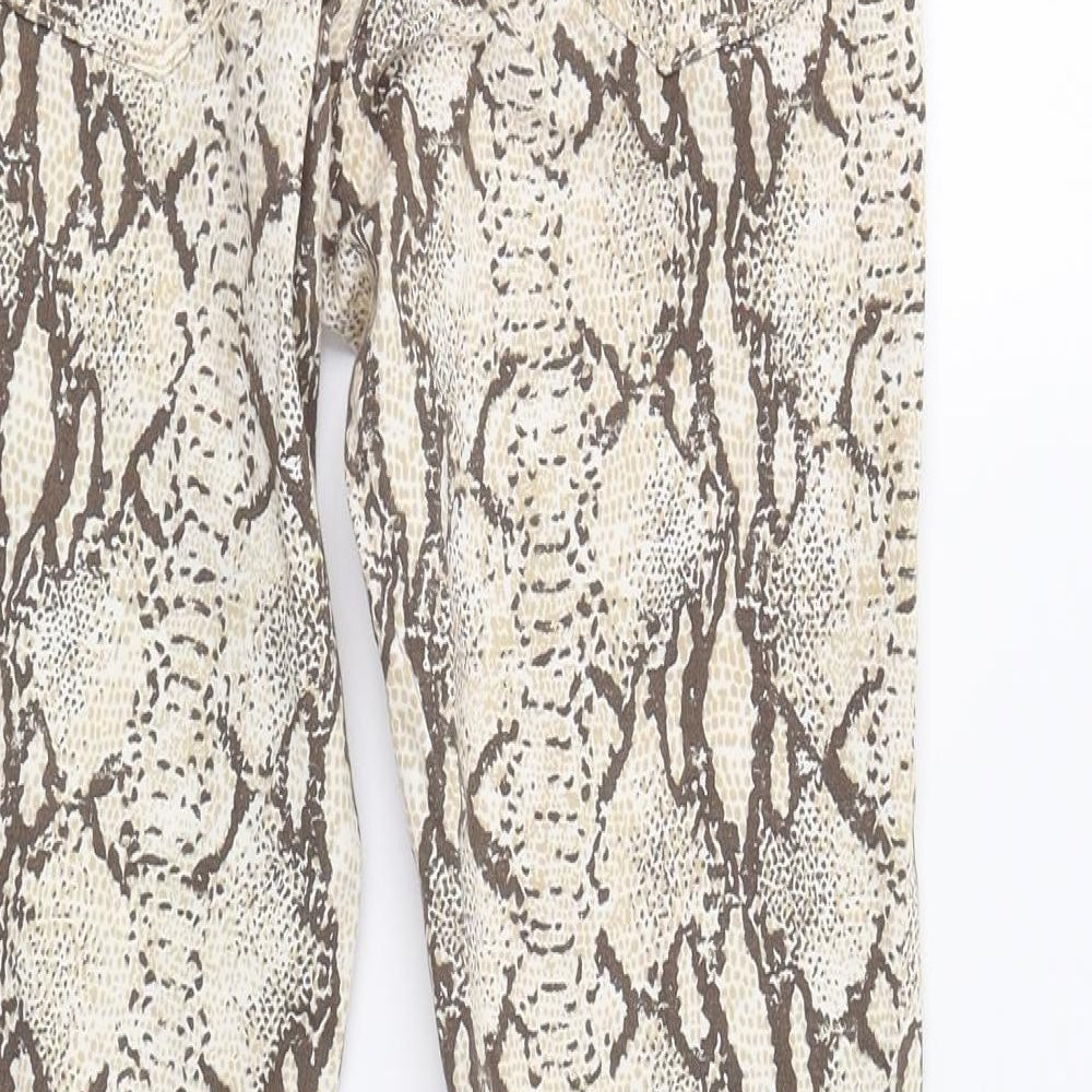 H&M Womens Beige Animal Print  Trousers  Size 8 L30 in