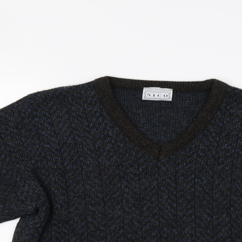 Nico Mens Brown Herringbone  Pullover Jumper Size M