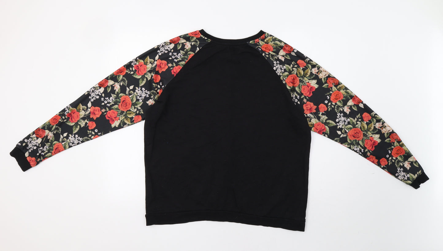 Primark Womens Black Floral  Shrug Hoodie Size 20