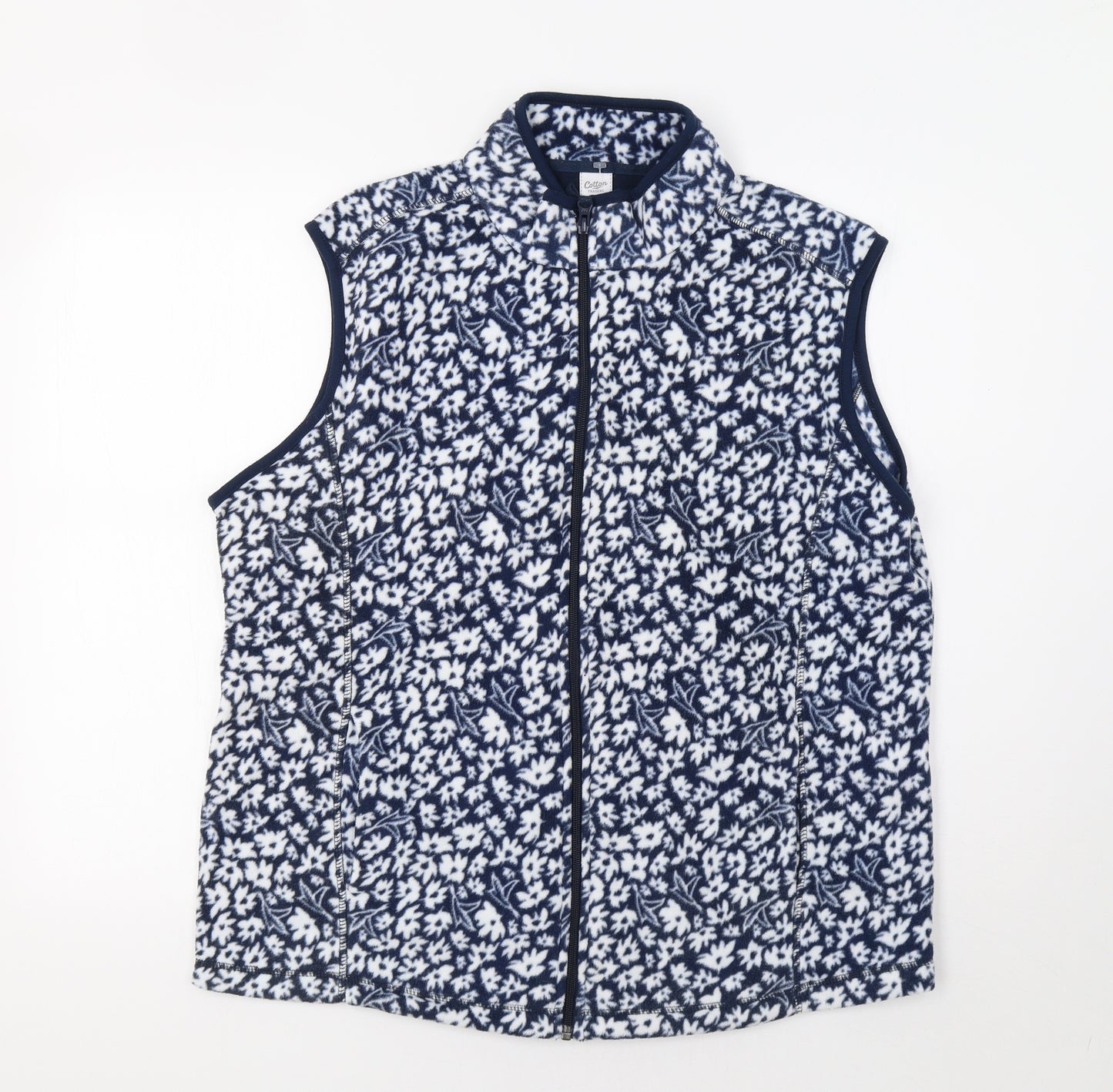 Cotton Traders Womens Blue Floral  Gilet Waistcoat Size 20