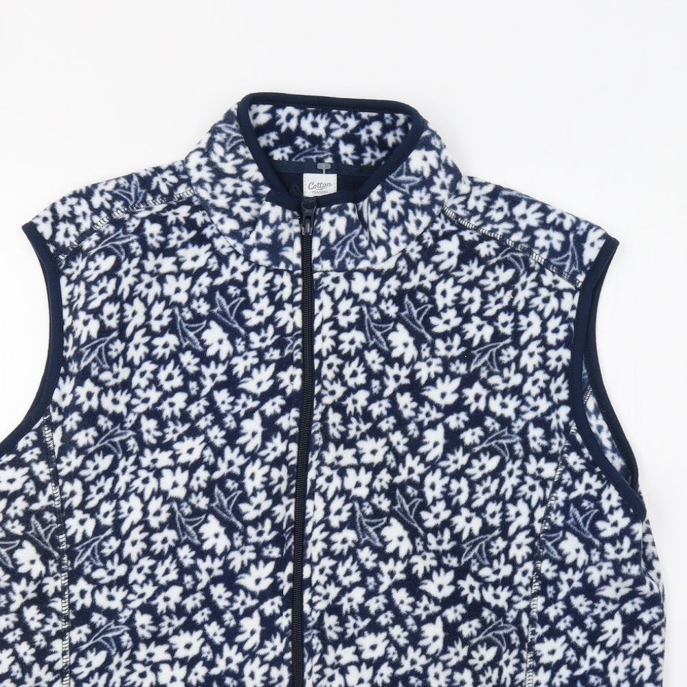 Cotton Traders Womens Blue Floral  Gilet Waistcoat Size 20