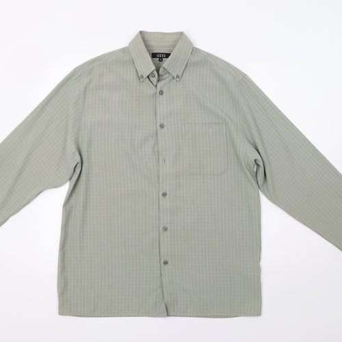 Thomas Nash Mens Green Check   Button-Up Size M
