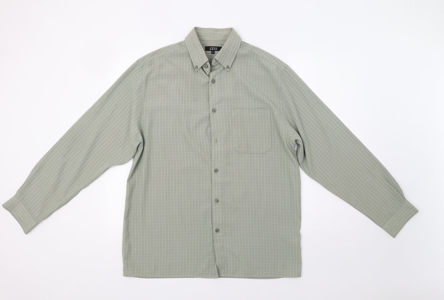 Thomas Nash Mens Green Check   Button-Up Size M