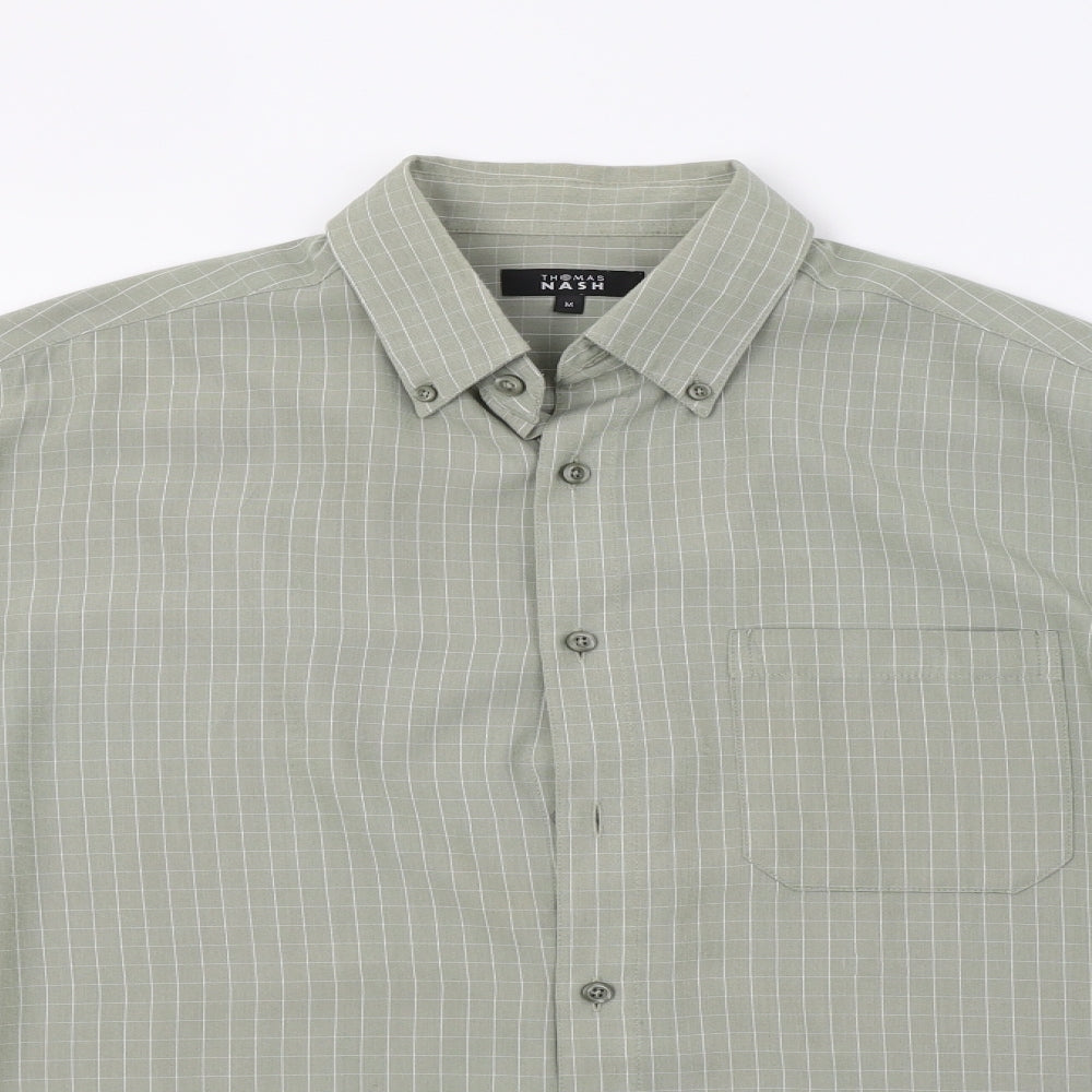 Thomas Nash Mens Green Check   Button-Up Size M