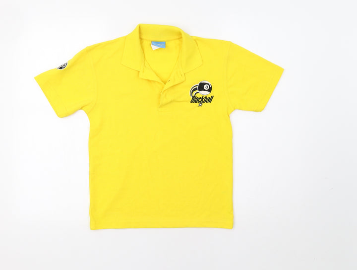 Uneek Boys Yellow   Basic Polo Size 9-10 Years  - Magic 8 Ball