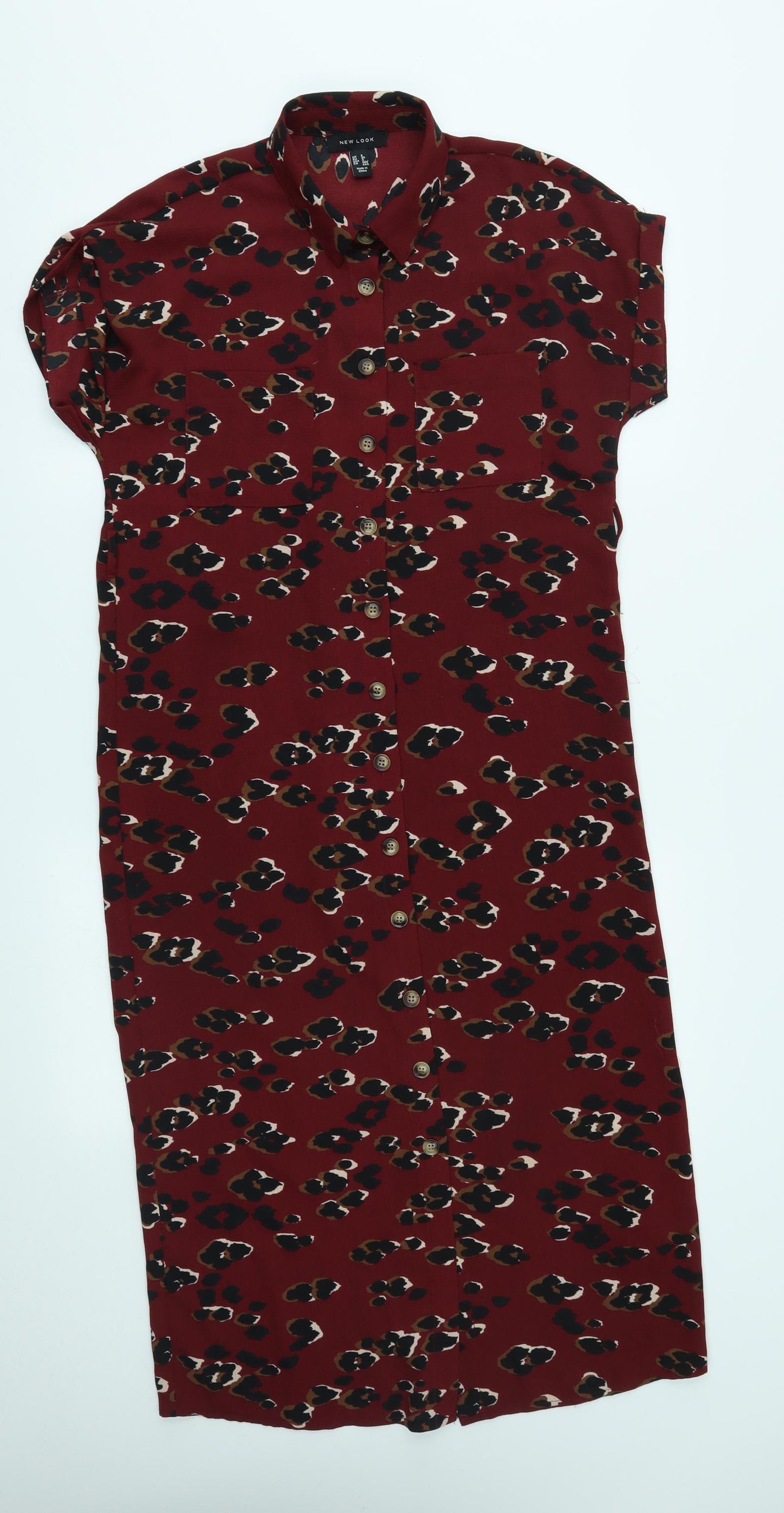 new lok Womens Red Animal Print  T-Shirt Dress  Size 8