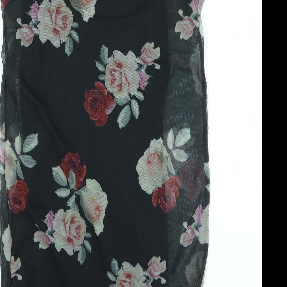 Primark Girls Black Floral  T-Shirt Dress  Size 10-11 Years