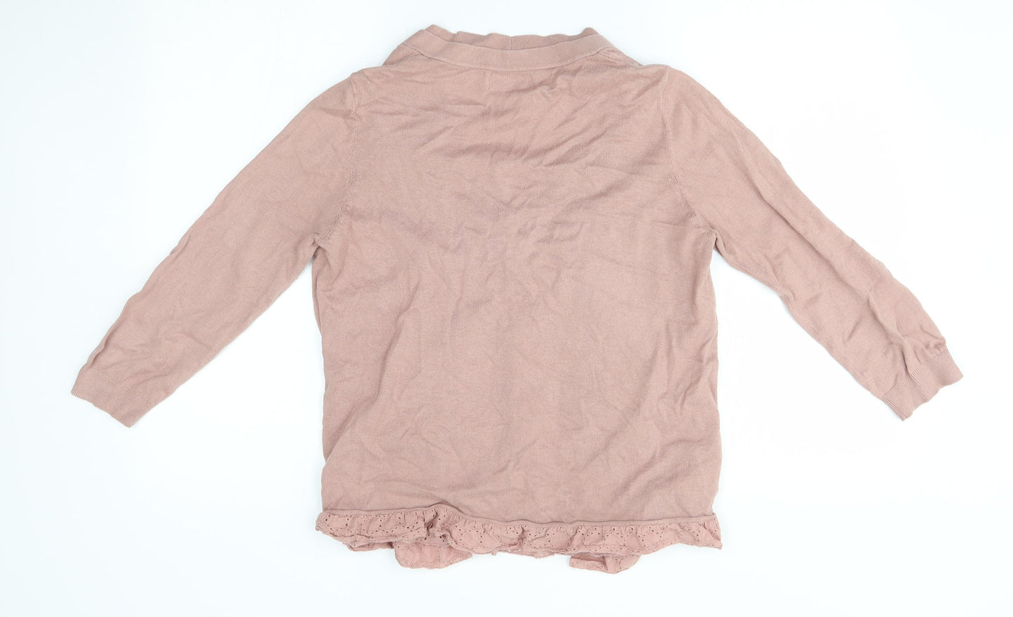 NEXT Womens Pink   Cardigan Jumper Size 12  - cardigan with shirt inlay