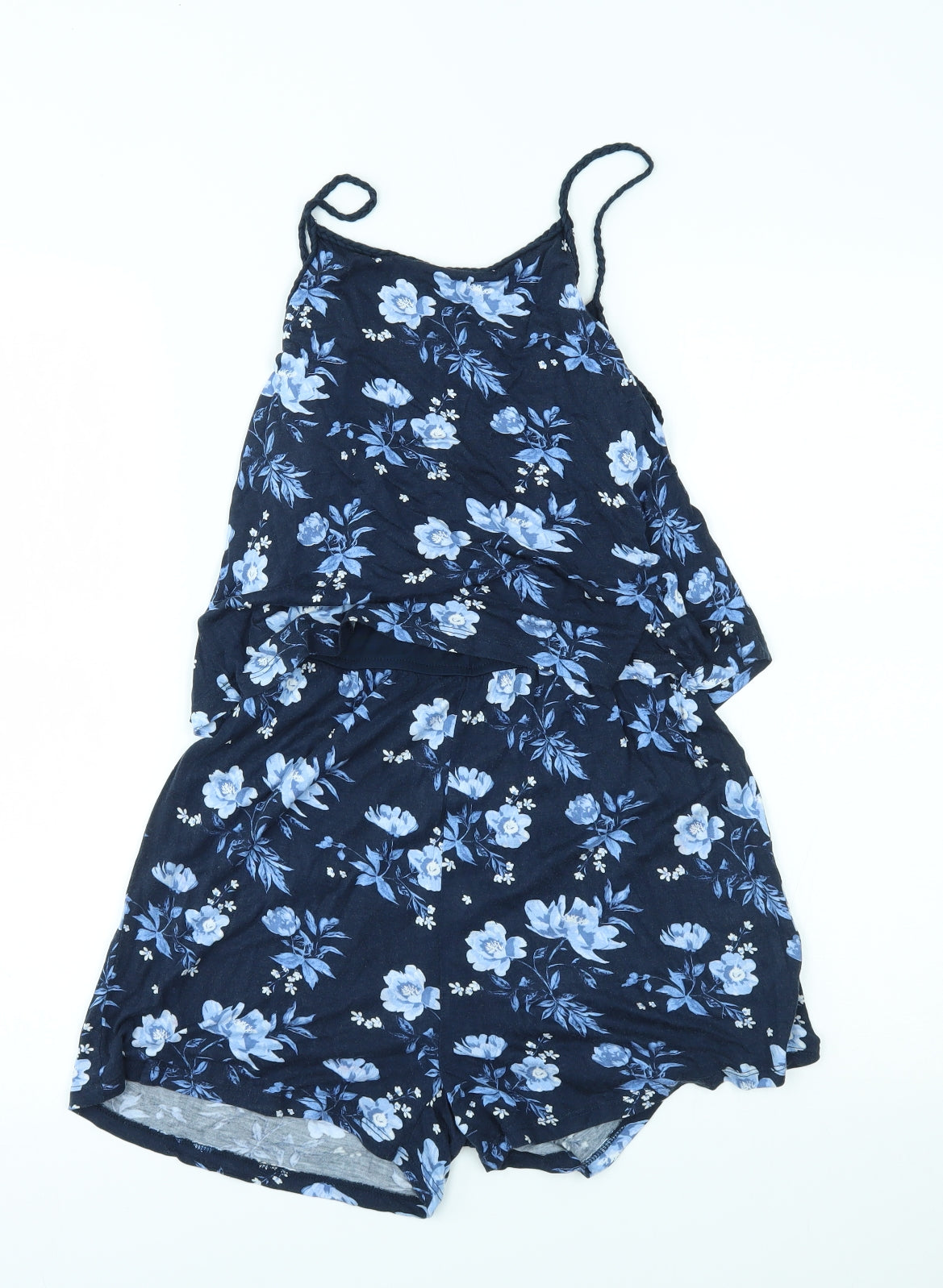 H&M Girls Blue Floral  Romper One-Piece Size 11-12 Years