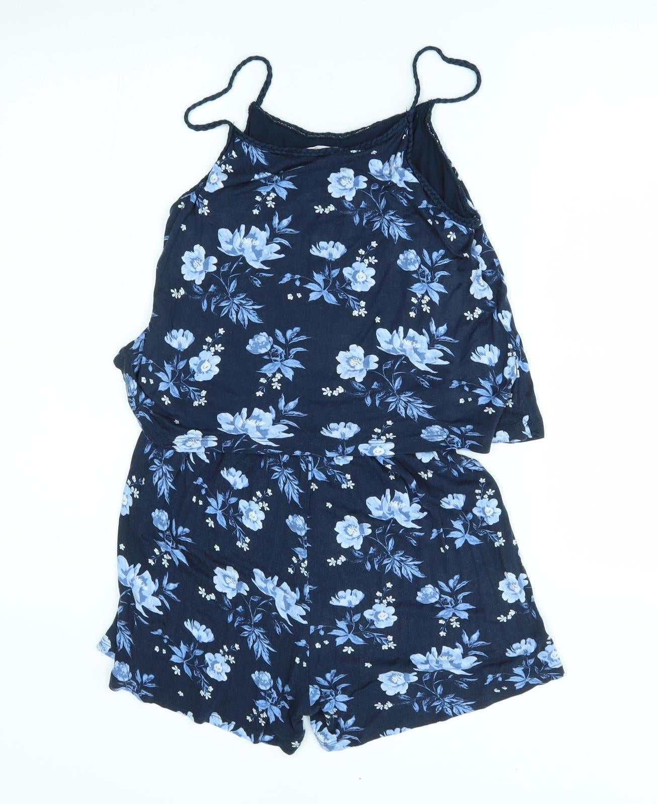 H&M Girls Blue Floral  Romper One-Piece Size 11-12 Years