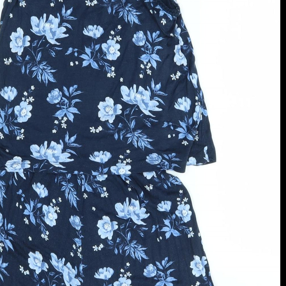 H&M Girls Blue Floral  Romper One-Piece Size 11-12 Years
