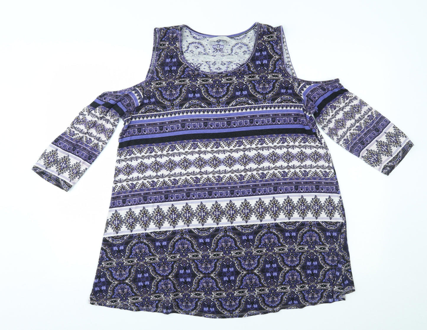 George Womens Purple Fair Isle  Basic Blouse Size 12