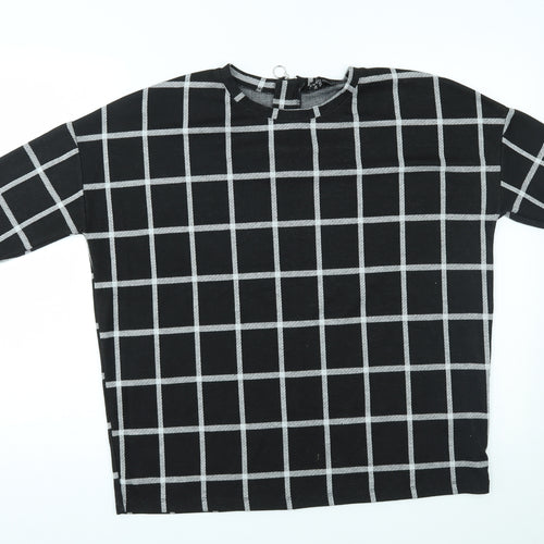 New Look Womens Black Check  Pullover Jumper Size 6